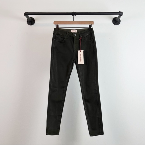 NWT Driftwood Jackie Coated Skinny Jeans in Dark Olive Green - Picture 2 of 6